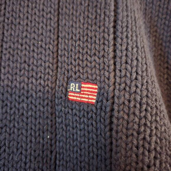 Vintage Y2K Ralph Lauren Polo Jeans Co. Navy 3/4 Zip Sweater Large - Picture 3 of 9